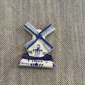 Blue and White Ceramic Windmill magnet